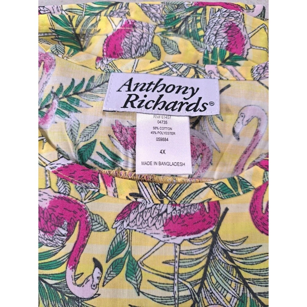 Anthony Richards VTG Pink Flamingo Hawaiian Luau Mumu Patio Dress Sleeveless 4X - Picture 9 of 9